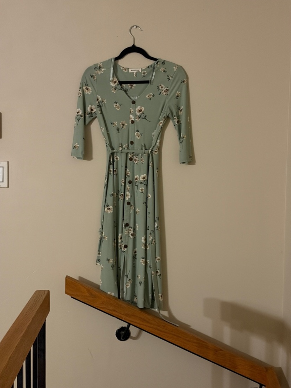 Monteau Mint Green Floral Wrap Midi Dress